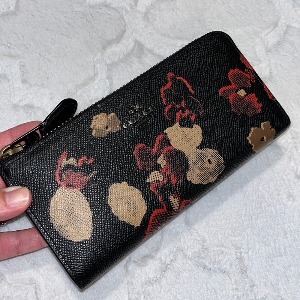Coach Cherry Blossom Zip Around Accordion Wallet